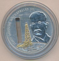 Монета Острова Кука 10 долларов 2008 год - Джон Дэвисон Рокфеллер