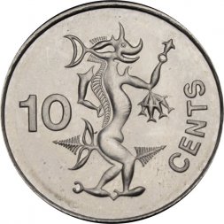 Соломоновы острова 10 центов 2005 год - Статуэтка бога моря