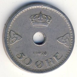 Монета Норвегия 50 эре 1928 год