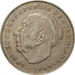 ФРГ 2 марки 1977 год - Теодор Хойс, 20 лет Федеративной Республике (1949-1969) (G)
