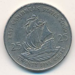 Восточные Карибы 25 центов 2000 год