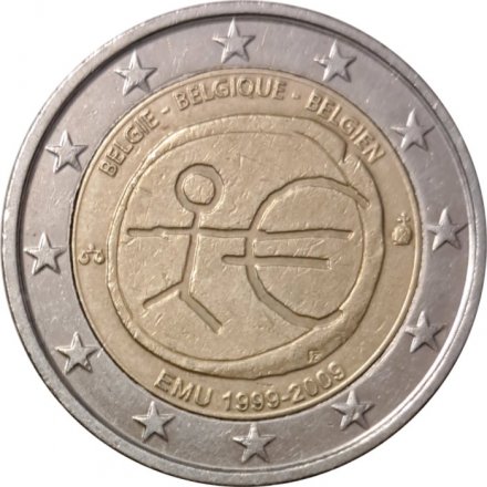 Бельгия 2 евро 2009 год - 10 лет валютному союзу