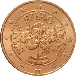 Австрия 1 евроцент 2013 год - Горечавка