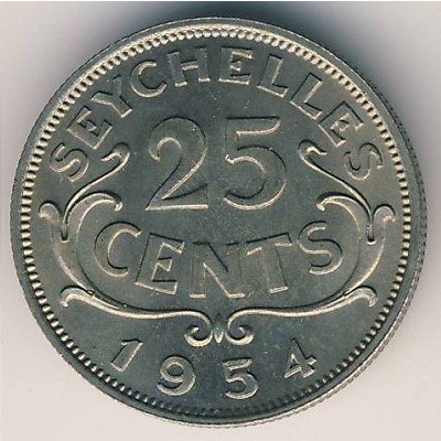 Сейшелы 25 центов 1954 год