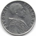 Ватикан 50 лир 1957 год (надпись на аверсе &quot;P·M·AN·&quot;)