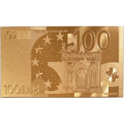 Сувенирная банкнота Евросоюз 100 евро 2002 год (золотые) - aUNC