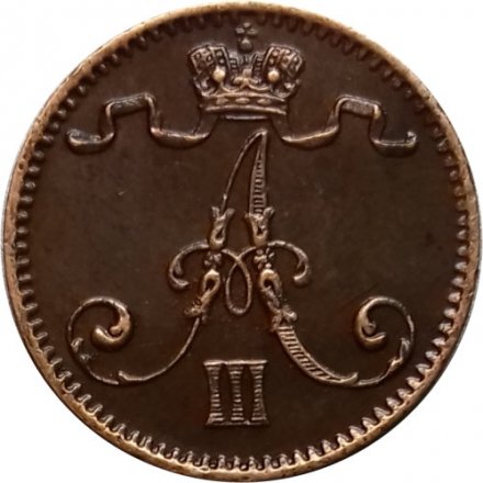 Финляндия 1 пенни 1892 год - Александр III - XF