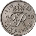 Великобритания 6 пенсов 1950 год - Король Георг VI
