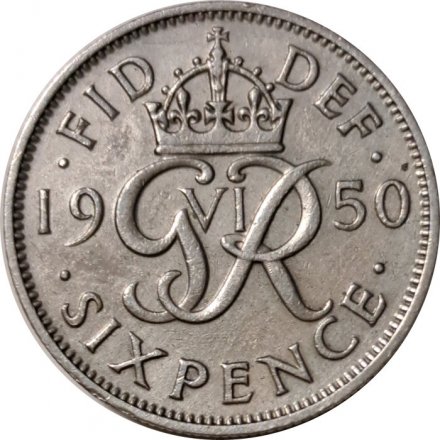 Великобритания 6 пенсов 1950 год - Король Георг VI