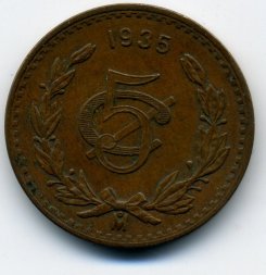 Мексика 5 сентаво 1935 год