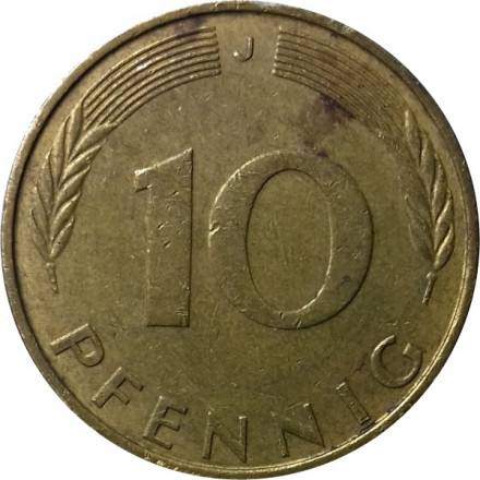 ФРГ 10 пфеннигов 1971 год - J