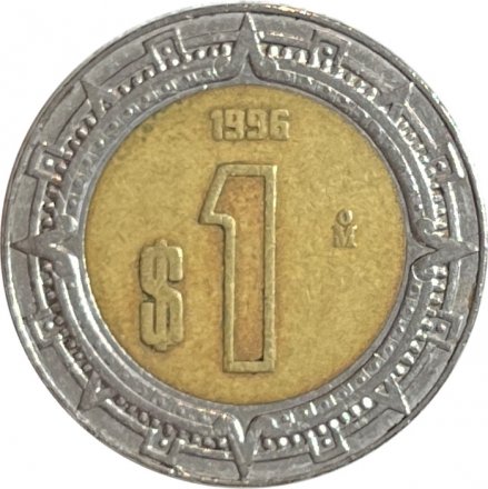 Мексика 1 песо 1996 год - Хохлатый сокол