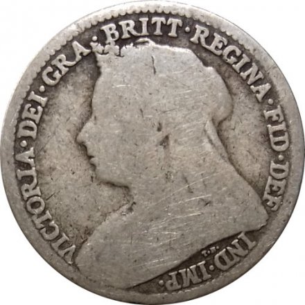 Великобритания 3 пенса 1893 год (Новый портрет с маленькой короной)