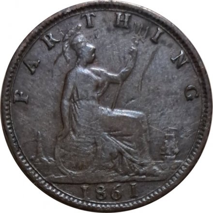 Великобритания 1 фартинг 1861 год
