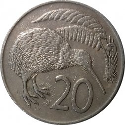 Новая Зеландия 20 центов 1974 год - Киви