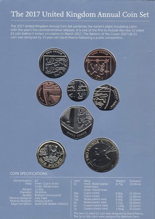 Годовой набор из 8 монет Великобритании 2017 год