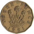 Великобритания 3 пенса 1951 год (латунь)