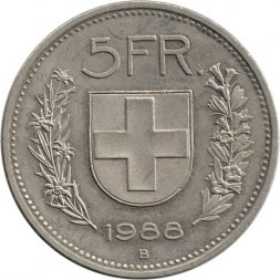 Швейцария 5 франков 1988 год