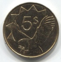 Монета Намибия 5 долларов 2012 год - Орлан-белохвост