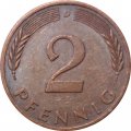 ФРГ 2 пфеннига 1977 год (D)