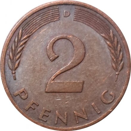 ФРГ 2 пфеннига 1977 год (D)