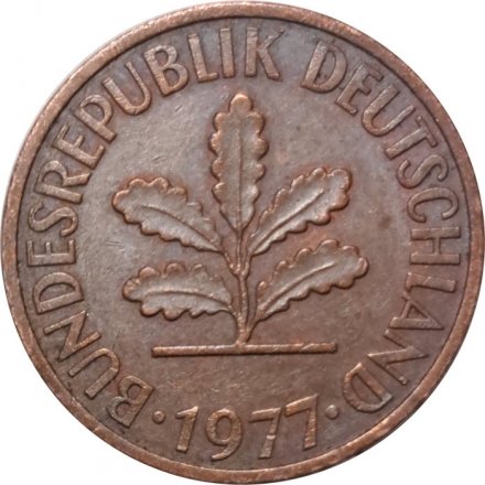 ФРГ 2 пфеннига 1977 год (D)