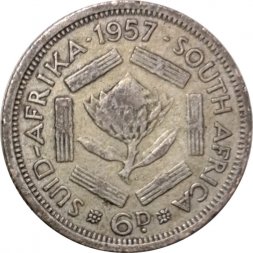 ЮАР 6 пенсов 1957 год