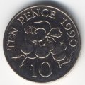 Гернси 10 пенсов 1990 год