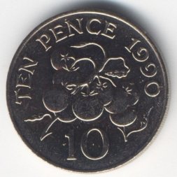 Гернси 10 пенсов 1990 год