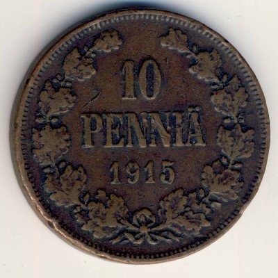 Финляндия 10 пенни 1915 год - VF
