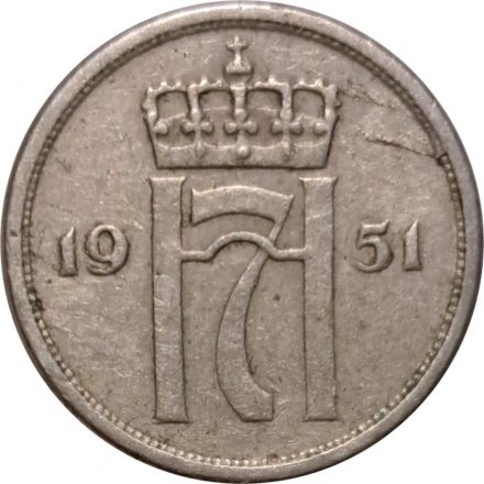 Норвегия 10 эре 1951 год