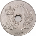 Дания 25 эре 1974 год - Королева Маргрете II