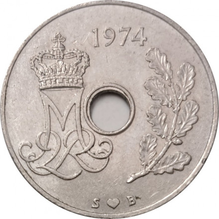 Дания 25 эре 1974 год - Королева Маргрете II