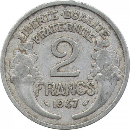 Франция 2 франка 1947 год (без отметки МД)