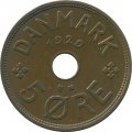 Дания 5 эре 1929 год - Король Кристиан X