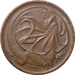 Австралия 2 цента 1978 год - Плащеносная ящерица