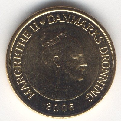 Дания 20 крон 2005 год - Церковь Ландет, остров Тасинге