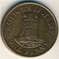 Монета Джерси 1 пенни 1990 год