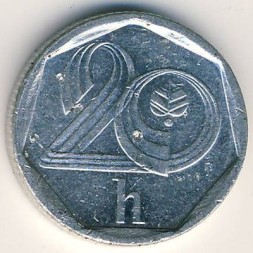 Монета Чехия 20 гелеров 1997 год