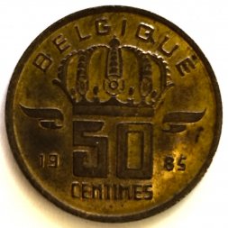 Бельгия 50 сантимов 1985 год BELGIQUE
