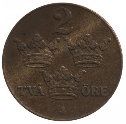 Швеция 2 эре 1939 год - Король Густав V
