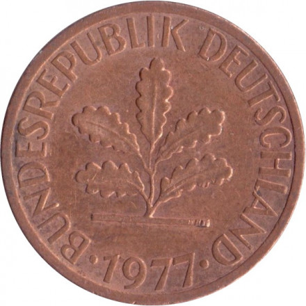 ФРГ 1 пфенниг 1977 год (J)