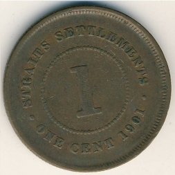 Стрейтс-Сетлментс 1 цент 1901 год
