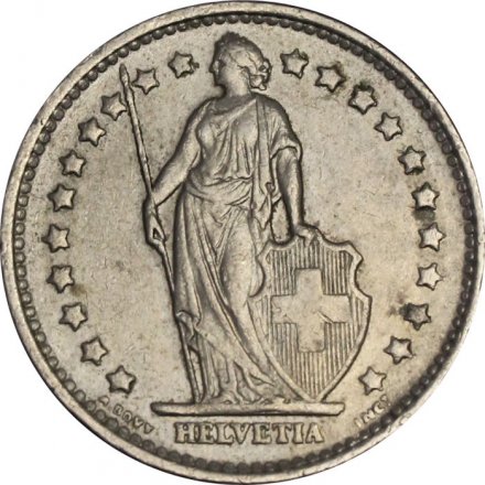 Швейцария 1 франк 1970 год