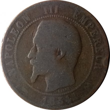 Франция 10 сантимов 1854 год (B)