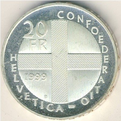 Швейцария 20 франков 1999 год