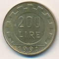 Италия 200 лир 1991 год Женщина