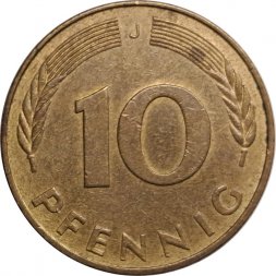 ФРГ 10 пфеннигов 1976 год - J