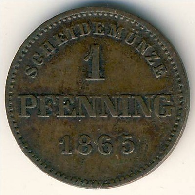 Бавария 1 пфеннинг 1865 год