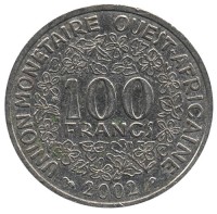 Монета Западная Африка 100 франков 2002 год
